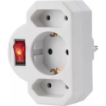 Sygonix SY-4673744 produžni kabel s 3 Schuko utičnice i osvijetljenim prekidačem - bijeli