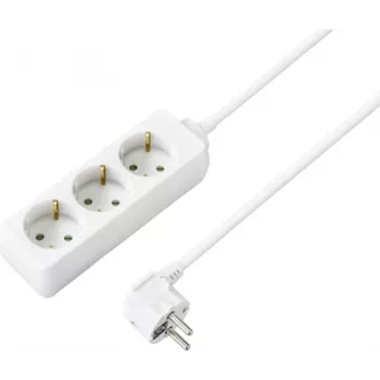Sygonix SY-4890982 3-Way Power Strip with Switch, 1.5 m Cable, White