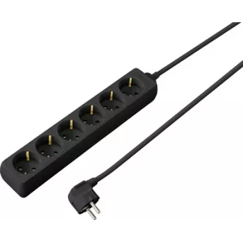 Sygonix SY-4890996 Produžni kabel s 3 Schuko utičnice i osvijetljenim prekidačem, 1,5 m kabel, crni