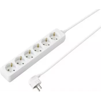 SYGONIX SY-4890998 Produžni kabel sa 6 Schuko utičnica, bijeli, 1,5m kabel, bez prekidača