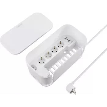 Sygonix SY-6118238 Produžni kabel s 5 Schuko utičnica i sabirnicom, 1,5 m kabel, bijeli