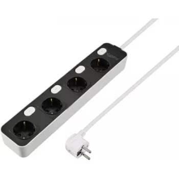 Sygonix SY-6118236 produžni kabel s 4 utičnice i osvijetljenom sklopkom, Schuko, 1,5 m kabel, crni