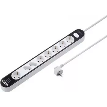 Sygonix SY-4538278 produžni kabel s 8 utičnica i prekidačem, bijeli/crni, 1,5 m kabel