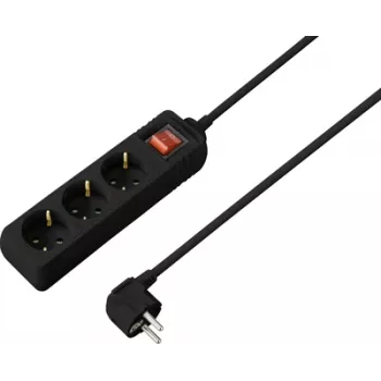 Sygonix SY-4890988 Power Strip with Switch, Black, Schuko, 1 Piece
