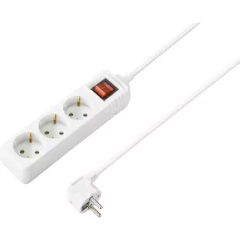 Sygonix SY-4890986 6-Way Power Strip with Illuminated Switch, 1.5 m Cable, White