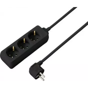 SYGONIX SY-4892462 Power Strip without Switch, 6 Schuko Outlets, 1.5 m Cable, Black