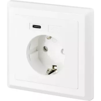 SYGONIX SY-5238674 Flush-Mounted Wall Socket with 2 USB-A Ports, Schuko, White