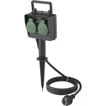 Sygonix SY-5231004 Outdoor Power Socket 2-Way Black/Green IP44 16A 230V