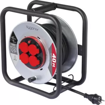 Sygonix SY-10236120 kabelski bubanj crni Schuko utikač 25 m 4 utičnice