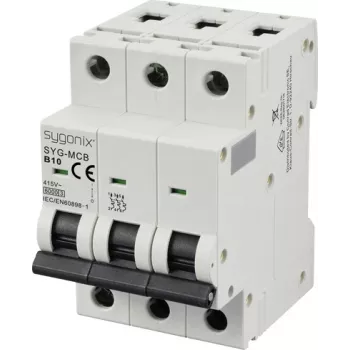 Sygonix SY-6440990 SYG-MCB 3P/B10/6KA Miniature Circuit Breaker 3-Pole 10A 415V AC 6kA