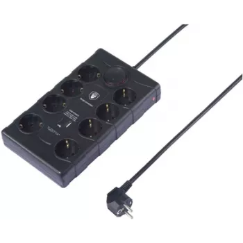 Sygonix SY-4751202 8-Way Surge Protected Power Strip Black 1.5m