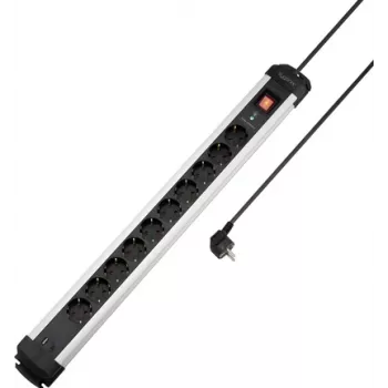 Sygonix SY-6807136 produžni kabel s 10 utičnica i zaštitom od prenapona, Schuko, 1,5 m kabel, crna/srebrna