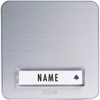 M-E MODERN-ELECTRONICS KTA-1 A/S Flush-Mounted Bell Push Plate, 1-Button, Stainless Steel, Silver, 12 V/1 A, LED Illumination, IP44