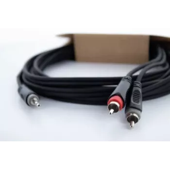 Cordial 14857 3,5mm utikač na 2 RCA audio Y-adapter kabel 5m crni