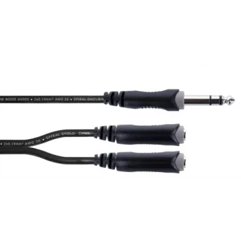 Cordial 14882 6,3mm stereo Y-adapter kabel za slušalice, 1x utikač na 2x utičnicu, 0,3m, crni PVC
