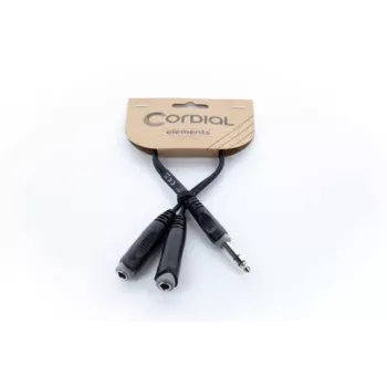 Cordial 14882 6,3mm stereo Y-adapter kabel za slušalice, 1x utikač na 2x utičnicu, 0,3m, crni PVC