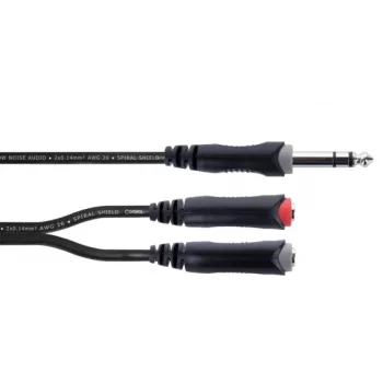 Cordial 14890 audio Y-adapter kabel 6,3mm stereo utikač za slušalice na 2x 6,3mm mono utičnicu za slušalice 0,30m crni PVC twin kabel