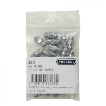 Pressol Conical Grease Nipple H1 Straight, 1/4 inch UNF, 25 Pieces (16 062)