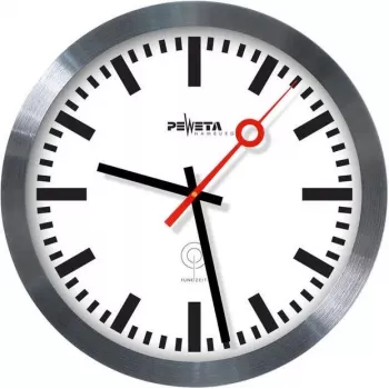 PEWETA Radio-Controlled Railway Station Wall Clock, 30 cm, Aluminium 51.020.325