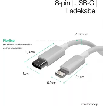 Flexline USB-C na Lightning PD kabel za punjenje 2m bijeli FL31-13053