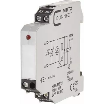 METZ CONNECT KRA-M6/21 modul signalnog releja, bijeli, ulaz 12-24 V AC, izlaz 250 V AC, montaža na DIN tračnicu 11061513