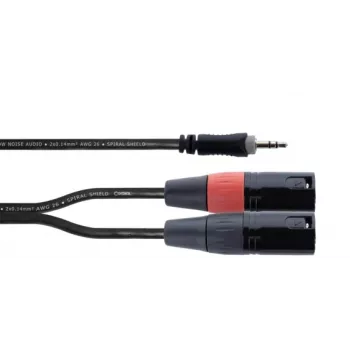 Cordial EY 1 WMM XLR Y-adapter kabel, 3,5mm TRS na 2x XLR muški, 1m, OFC, spiralni oklop, crni 14870