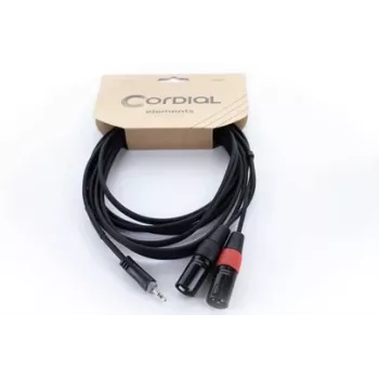 Cordial EY 1 WMM XLR Y-adapter kabel, 3,5mm TRS na 2x XLR muški, 1m, OFC, spiralni oklop, crni 14870