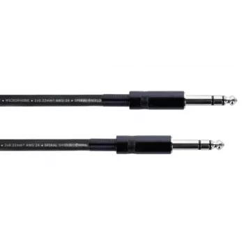 Cordial 14816 stereo audio kabel s utikačima 6,3mm TRS na 6,3mm TRS, 1,5m, crni, twisted pair, PVC