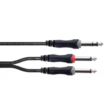Cordial 14877 audio Y-adapter kabel 6,3 mm stereo utikač na 2x 6,3 mm mono utikač 1,5 m crni PVC dvostruki kabel