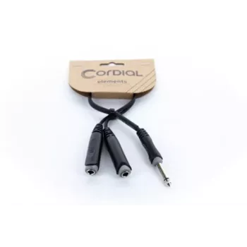 Cordial EY 0.3 PGG Y-adapter kabel 1x 6,3mm mono utikač na 2x 6,3mm mono utičnice 0,3m crni 14884