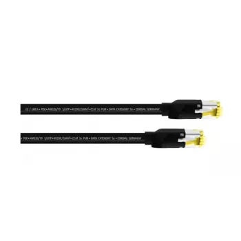 Cordial 15539 CAT 5e S/UTP RJ45 patch kabel, 10 m, crni PUR plašt, Gigabit Ethernet