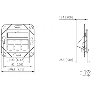 METZ BTR 130B20D31102KE keystone 3-portna podžbukna prazna kutija po njemačkom standardu, čisto bijela