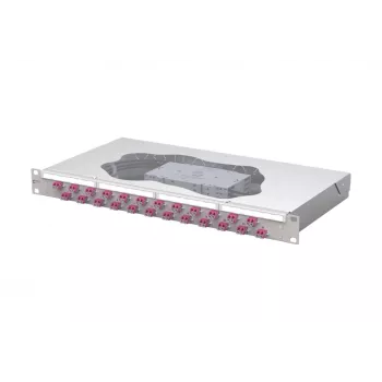 METZ CONNECT 24-portni LC-duplex OM4 optički patch panel splice, 1U 19 inčni rack, svijetlosivi 1504577524-E