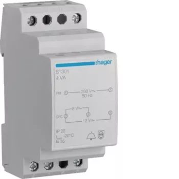 Hager ST301 transformator za zvono 230V na 8V/12V AC, 0,5A, DIN-šina