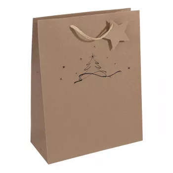 SIGEL božićna darovna vrećica s božićnim drvcem, velika, smeđi kraft papir, 157 g/m², 1 kom (GT037)