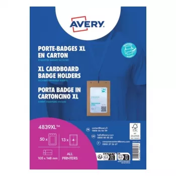 Avery 4839XL set držača imenica s trakom za vrat, A6, 105 x 148 mm, 50 setova, plave trake za vrat