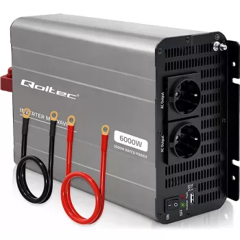 Qoltec pretvarač s modificiranim sinusnim valom 12V na 230V 3000W/6000W s USB-om, kompatibilan s LiFePO4 GEL AGM