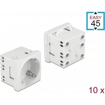 Delock Easy 45 utičnica tipa F sa zatvaračem, bijela RAL 9003, 16 A, 250 V, paket od 10 81324