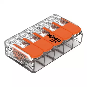WAGO 221-415 COMPACT spojna stezaljka 5-vodička 4 mm², pakiranje od 25