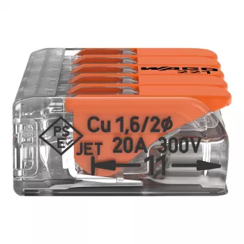 WAGO 221-415 COMPACT spojna stezaljka 5-vodička 4 mm², pakiranje od 25