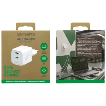 4smarts PDPlug SiC Dual 45W 2C bijeli zidni punjač