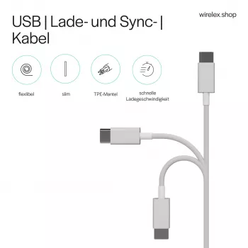 Flexline USB kabel za punjenje i sinkronizaciju, USB-A na USB-C, 2.0, ABS, bijeli, 0,5m (FL31-13040)