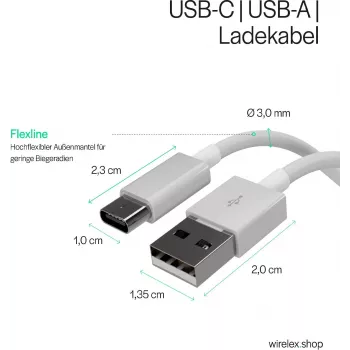 FLEXLINE FL31-13043 USB-A na USB-C kabel za punjenje i sinkronizaciju, 2.0, ABS, bijeli, 2m