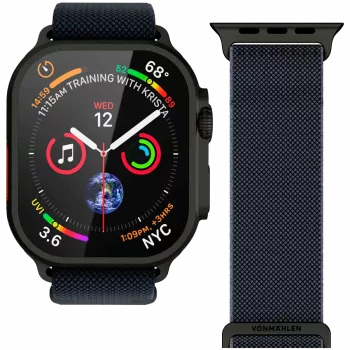 VONMÄHLEN Classic Nylon Loop za Apple Watch 40/41/42 mm, univerzalna veličina, mornarsko crna