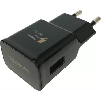 PowerRay PR-TA20EBE EU 2-pinski USB zidni punjač, 5V/2A, crni, bulk