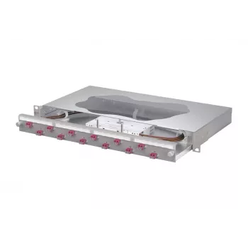 METZ CONNECT spojni patch panel 12x LC-Duplex OM4, 1U, 19 inch montaža u stalak, sivi 1504677512-F
