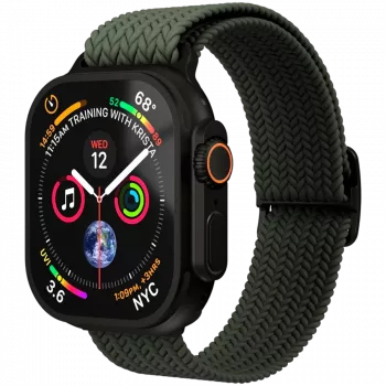 VONMÄHLEN Woven Loop za Apple Watch 44/45/46/49mm, maslinasto crna