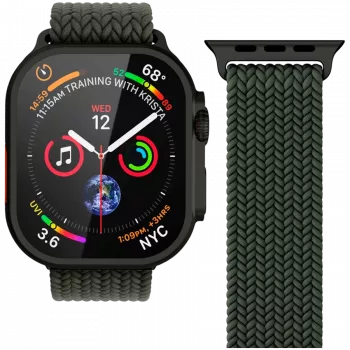 VONMÄHLEN Woven Loop za Apple Watch 44/45/46/49mm, maslinasto crna