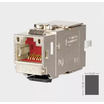 METZ CONNECT C6Amodul K 180° 25G Keystone utičnica, oklopljena, Cat.6A, 25 Gigabit Ethernet, IDC bez alata, cink lijevani, GHMT certificirano 130B21-25-E