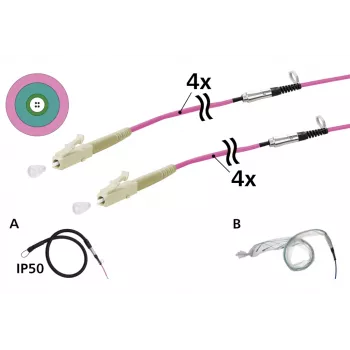METZ CONNECT OpDAT VIK univerzalni kabel 4xOM4 LC-LC 50m s pomoću za provlačenje IP50 152U047JJ5050G